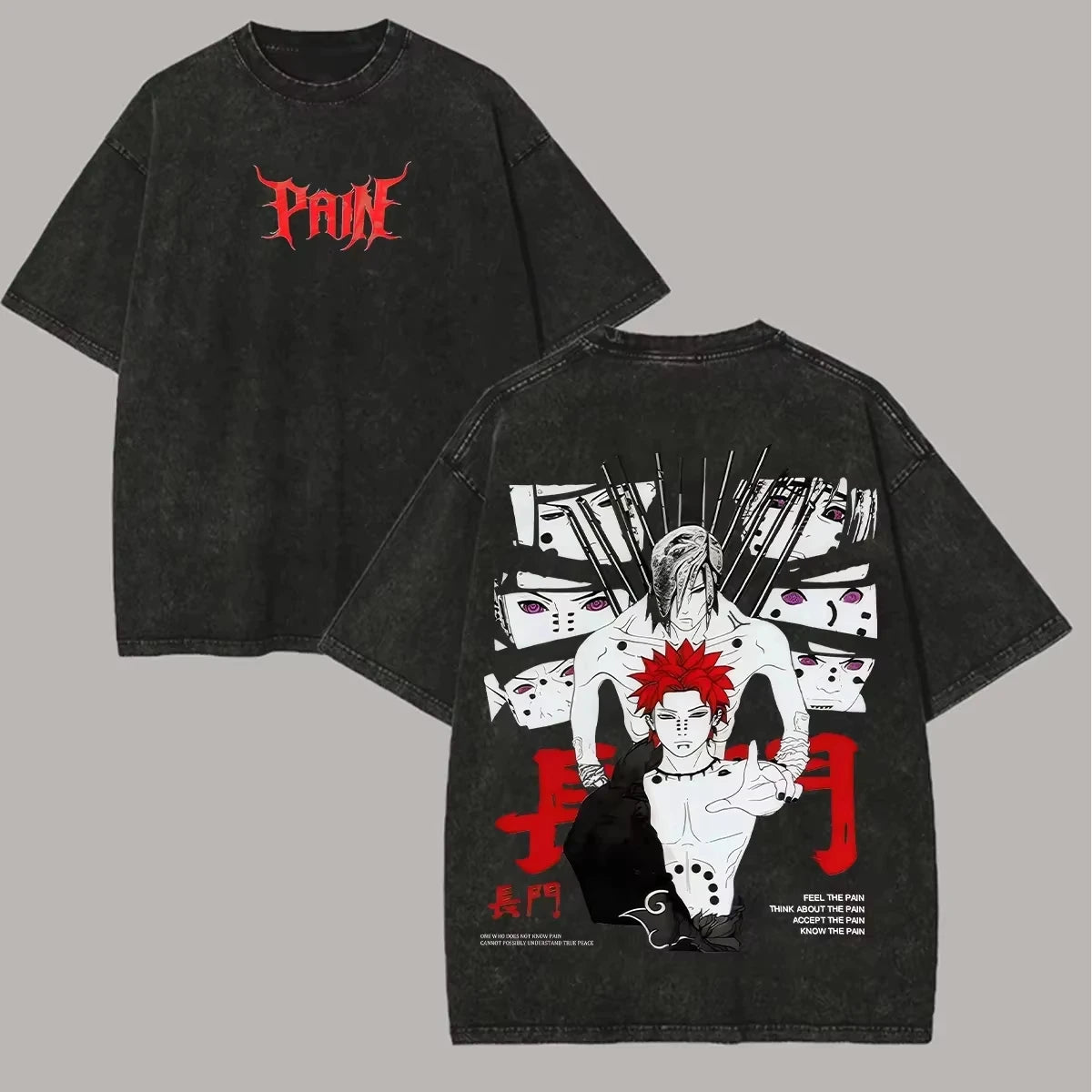 Akatsuki Cloud Vintage Washed Tee | Retro Anime Streetwear Oversized T-Shirt