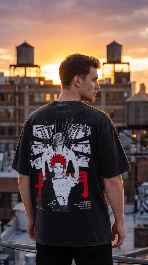Akatsuki Cloud Vintage Washed Tee | Retro Anime Streetwear Oversized T-Shirt